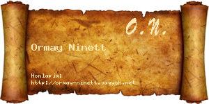 Ormay Ninett névjegykártya